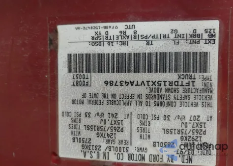 1997 Ford Ranger Splash/Stx/Xlt из США, поврежденный, VIN 1FTDR15X1VTA43786